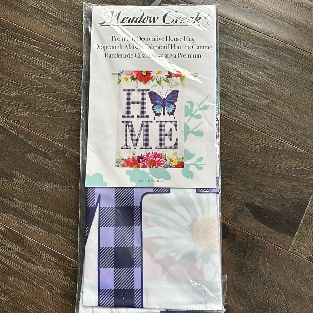 Meadow Creek Premium HOME butterfly & flowers decorative house flag- 28 x 44
